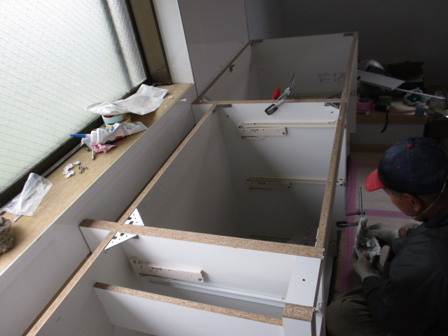 無垢材リフォーム施工中